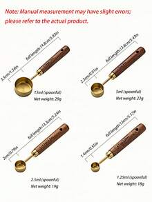 4/8pcs Measuring Cup And Spoon, Stainless Steel Measuring Cup And Measuring Spoon Set, Acacia Wooden Handle Stainless Steel Measuring Cup For Dry Goods And Liquid Ingredients, Baking Tools DIY, Seasoning Spoon Take Powder Spoon Coffee Spoon - Multicolor - View 10