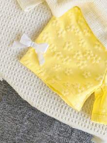 SHEIN Elladie kids 可愛白色女嬰服裝套裝 新生兒夏季度假穿搭 花卉裝飾T恤 - 彩色 - 查看 5