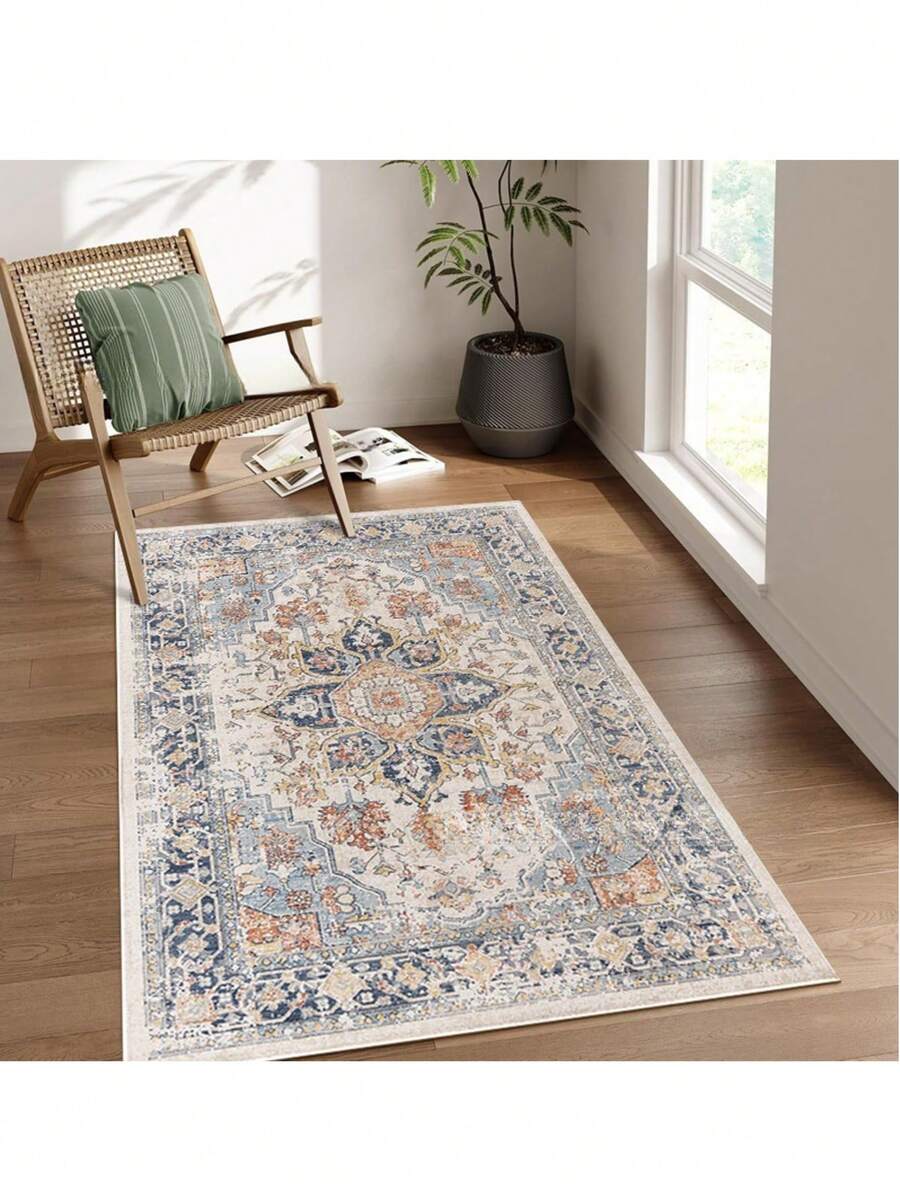 1PC Washable Persian Style Carpet, Suitable For Living Room, Bedroom, Tea Room, Shoe Rack And Other Indoor Decor, Low Pile Bohemian Style Carpet, Machine Washable Non-Slip Rug - 1PC - View 1