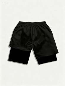 Gym Rark Men's Drawstring Waist Smiling Face Print Casual Daily Travel Sports Shorts - Black - View 2