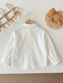 LMoss Kids Kids Young Boy Woven Solid Color Loose Casual Shirt - White - View 2