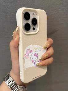 HELLO KITTY AND FRIENDS | SHEIN Hello Kitty 全角色與反派彩色貼紙拼貼印花皮革手機殼 防震防摔 全包覆保護殼 適用 iPhone 17 Pro Max 16 15 14 13 12 Pro Max Plus Y2K 復古美學 可愛少女風 Ins 高顏值手機殼 - 彩色 - 查看 3