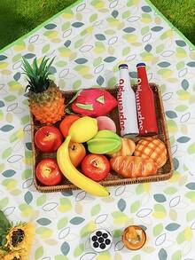 1PC Thickened Waterproof Moisture Proof Foldable Portable Picnic Mat Camping Mat Tent Ground Mat For Spring Outdoor Lawn Picnic - Green Flying Leaves [Thickened Non-woven Fabric] - View 5