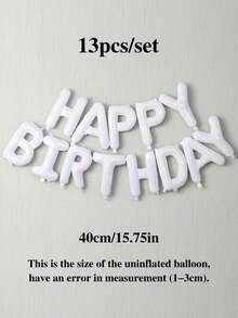 MINKOJA 1件/13件組 16英吋 Happy Birthday 生日橫幅字母氣球，黑銀白棕奶油多巴胺配色可選，主題生日裝飾，男女適用生日派對裝飾，居家派對背景房內佈置（含吹氣管與繩子） - 白色 - 查看 6