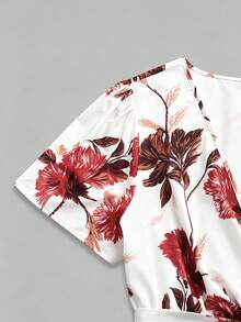 GlowEve CURVE Spring Summer Vacation Elegant Boho Casual Ruffle Design Digital Print Plus Size Dress Beach Pink Floral - Apricot - View 5