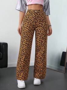 SHEIN ICON 大尺碼女款休閒口袋直筒牛仔褲 - 彩色 - 查看 5
