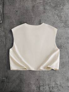 AXEPEAK Men's Solid Color V-Neck Casual Versatile Tank Top - Apricot - View 2