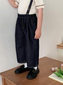 DAZY Infant (Boy) Washed Korean Style Denim Overalls Toddler Fall - Blue - View 8