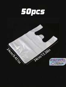 A Set Of 50 White Transparent Plastic Bags, Breakfast Bags, Disposable Food Packaging Bags, Supermarket Grocery Plastic Bags Suitable For Daily Use - transparent - View 13