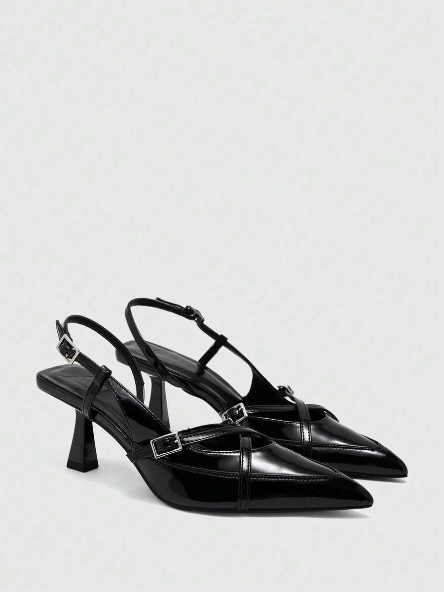 CUCCOO BIZCHIC Women's Shoes, Black, Pointed Cat And High-Heeled Sandals. - Black - View 1