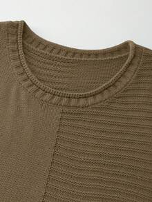 Franclia Loose Fit Commuter Layering Crew Neck Casual Knit Vest - Coffee Brown - View 3