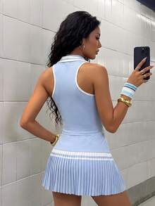 StreetHx Women's Tennis Tank Top & Skirt Shorts 2pcs Set Sports - Multicolor - View 3