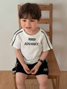 DAZY Baby Boy Round Neck Striped Short Sleeve T-Shirt And Shorts 2 Pieces Set Summer Toddler - White - View 5