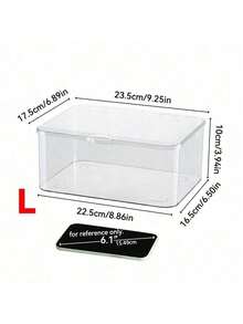 1 pieza Organizador de medicina Caja de almacenamiento, Estuche de almacenamiento de escritorio transparente, Contenedor de almacenamiento a prueba de polvo con tapa abatible. Organizador de medicina mini para el hogar. Almacenamiento multifuncional para cosméticos, mascarillas faciales, papelería, artículos varios - transparente - Ver 10