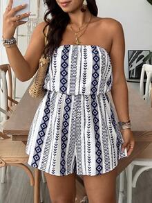 SHEIN VCAY Plus Floral Print Tube Romper Spring Summer Women - Multicolor - View 5
