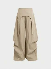 AXEPEAK Men's Fashion Solid Color Wide Leg Pants - Khaki - View 8