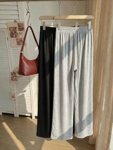Comfortcana 2件組大尺碼女款抽繩腰騎士印花休閒百搭日常長褲 - 彩色 - 查看 5