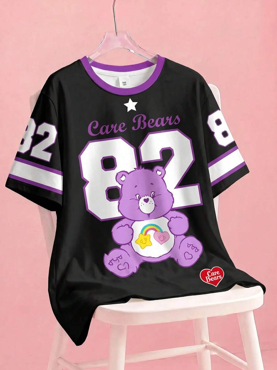 SHEIN X Care Bears 女士圆领短袖休闲百搭T恤 - 白色 - 查看 1