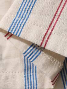 DAZY 男嬰韓系條紋領短袖上衣與長褲2件套居家服 夏季 - 米色 - 查看 3