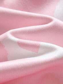 Cozy Pixies Conjunto de 2 piezas de sudadera para niña bebé con estampado de corazón rosa suave, nuevo para otoño/invierno, estilo formal casual versátil para uso diario y salidas, adecuado para cualquier ocasión, conjunto para hermanas, a juego con padres, lindo conjunto para niñas - Rosa - Ver 3