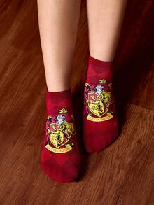 HARRY POTTER X SHEIN 4 Pasang Kaos Kaki Motif Garis-Garis Rumah, untuk Kembali ke Sekolah - pencampuran warna - View 4