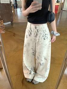 DAZY Atasan Wanita Model Jeans Gaya Jalanan Korea dengan Motif Gradien dan Atasan Lucu - Putih - View 5