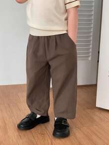 DAZY Infant Boy Solid Color Loose Fit Versatile All-Season Korean Style Bottoms Summer Toddler - Brown - View 6
