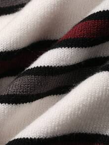 DAZY Infant/Toddler (Boy) Polo Collar Striped Short Sleeve Spring/Summer Knit Top - Black and White - View 3