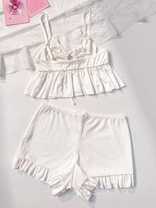 PetitDoll 2pcs White Minimalist Comfortable Elegant Women's Lingerie Set - White - View 2