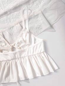 PetitDoll 2pcs White Minimalist Comfortable Elegant Women's Lingerie Set - White - View 5
