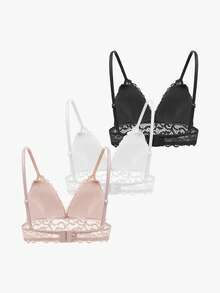 Bisouelle 3pack Floral Lace Bralette Set Lingeriefor Summerfor Summer - Multicolor - View 2