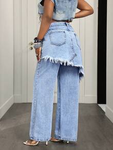 BamGleam Casual Y2k 2000s Comfortable Wrap Women's Jeans Night Out Aqua Blue Summer - Blue - View 2