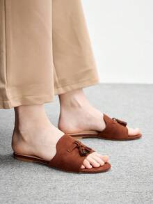 CUCCOO BIZCHIC Women's Shoes, Brown Suede Texture, Classic Flat Slippers, Comfortable And Versatile In Summer, Suitable For Commuting Office Wear - Brown 2 - View 4