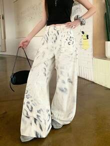 DAZY Atasan Wanita Model Jeans Gaya Jalanan Korea dengan Motif Gradien dan Atasan Lucu - Putih - View 6