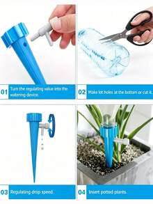 1/6/10 piezas Dispositivo de riego automático con válvula de control de liberación lenta ajustable, apto para jardinería en el hogar y barcos, rociador de plantas, suministros de jardinería (colores de accesorios aleatorios) - Multicolor - Ver 4
