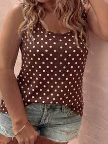 EMERY ROSE Women's Polka Dot Print Casual Versatile Plus Size Tank Top, Spring/Summer - Multicolor - View 5