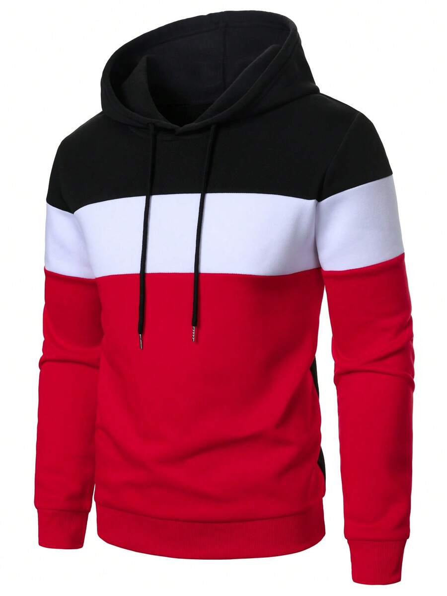 Manfinity Homme Men's Colorblock Long Sleeve Drawstring Fashion Casual Hoodie - Multicolor - View 1