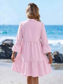 SHEIN LUNE Casual Simple Floral Pattern Women's Short Dress Suitable For Summer - Pink - View 2