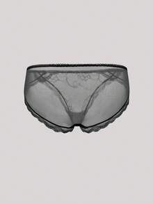 3 piezas Ropa interior de mujer cómoda con estampado de encaje, transparente y calada, sexy de cintura baja - Multicolor - Ver 11