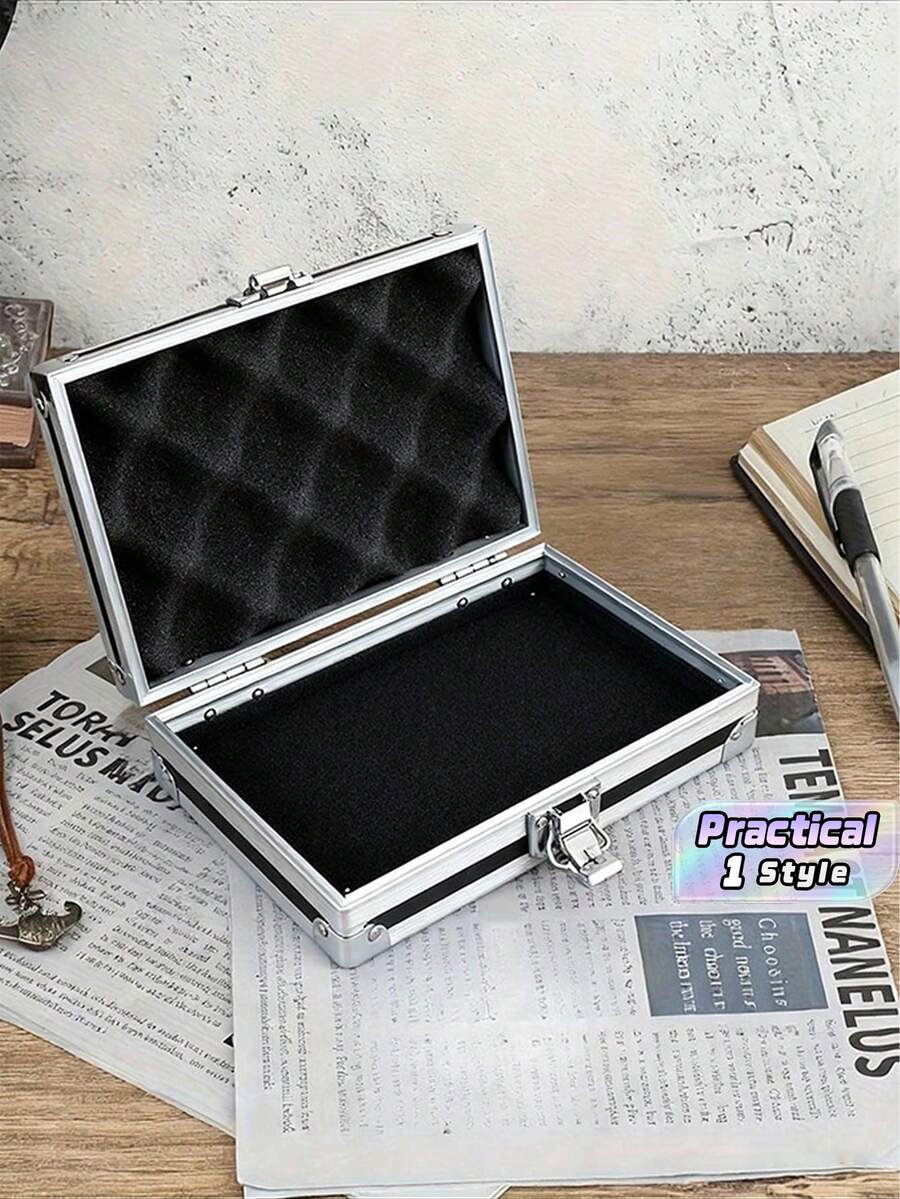 1pc Lockable Aluminum Box - Black Multifunctional Security Storage Box For Jewelry, Cash, Coins, Bank Cards And Keys - Home, Office, Travel Portable Hidden Security Box - Compact Design, Sturdy Structure, High-Quality Metal, Discreet Security, Jewelry Box Designed For Security Users - Black - View 1