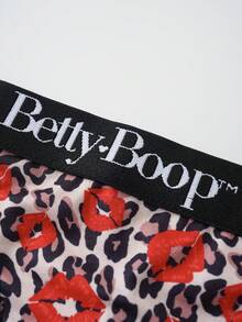 Betty Boop x SHEIN Women's Letter Waist Leopard Print Lip Graphic Fashion Thong - Brown - View 5