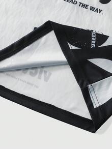 ROMWE MEN Prep 男士 Polo 衫 日常運動款 櫻花英文圖案印花 短袖 - 白色 - 查看 5