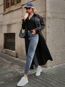 SHEIN ICON Casual Daily Washed Tapered Jeans - Dusty Blue - View 9