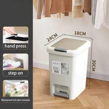 A Space Saving Foot Operated Garbage Bin That Can Be Pressed And Stepped On, With A Large Capacity, Suitable For Kitchens/Bathrooms, Durable, Indoor Composting Bin, And Home Storage Box. Hands Free Stomping And Pressing Operation - White - View 6