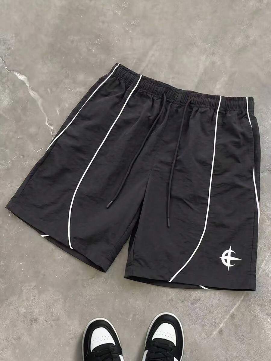 STYNVO Herren Kordelzug Taille Mode Lässig Shorts - Schwarz - Übersicht 1
