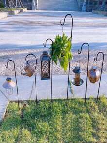 1 Set Adjustable Rust-Proof Shepherd's Hook, Suitable For Outdoor Yard & Garden Stands, Hanging Baskets, Bird Feeders - Black - View 5