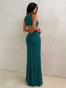 Aloruh Vestido de sirena ajustado sin mangas color marrón para mujer, nuevo para vacaciones de primavera/verano, adecuado para la calle, uso diario y desplazamientos - Agua verde azul - Ver 6