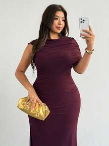 Firerie Vestido casual elegante ajustado para mujer, vestido de fiesta, vestido formal/vestido de graduación/temporada de bodas romántica/vestido de invitada/vestido rojo púrpura/vestido de primavera/vestido del Día de San Valentín/vestidos de fiesta elegantes para mujer/vestido de invitada de boda para mujer/vestido rojo - Rojo violeta - Ver 8