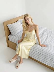 Veyra Day 3pcs Polyester Simple Retro Stripe Print, Boys And Girls Dormitory Bedding, Dormitory Dress-Up Flower Bedding Set, Zipper Closure, Suitable For All Seasons, Soft And Skin-Friendly And Breathable, Suitable For Dormitory Bed, Single Bed, Double Bed, King-Size Bed, Bedroom Bed Quilt Cover Set, Can Be Quickly Machine Washed (Including One Quilt Cover, Two Pillowcases, Excluding Inner Core) - Multicolor - View 2