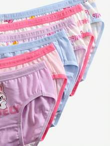 6件組女童幼兒四季款可愛俏皮快樂卡通豹紋舞兔與貓咪印花可追蹤棉質三角內褲 - 彩色 - 查看 7